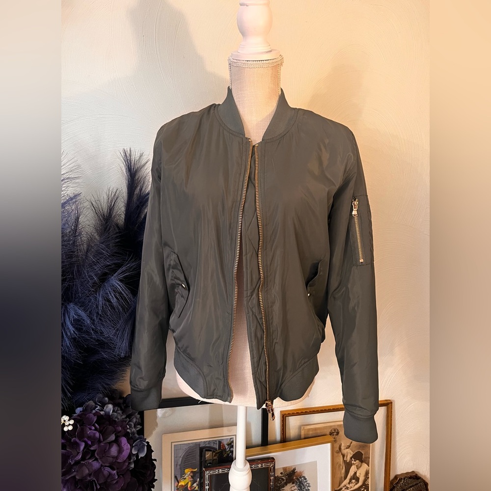Ci Sono Original Olive Green/ Orange Ladies Bomber Jacket